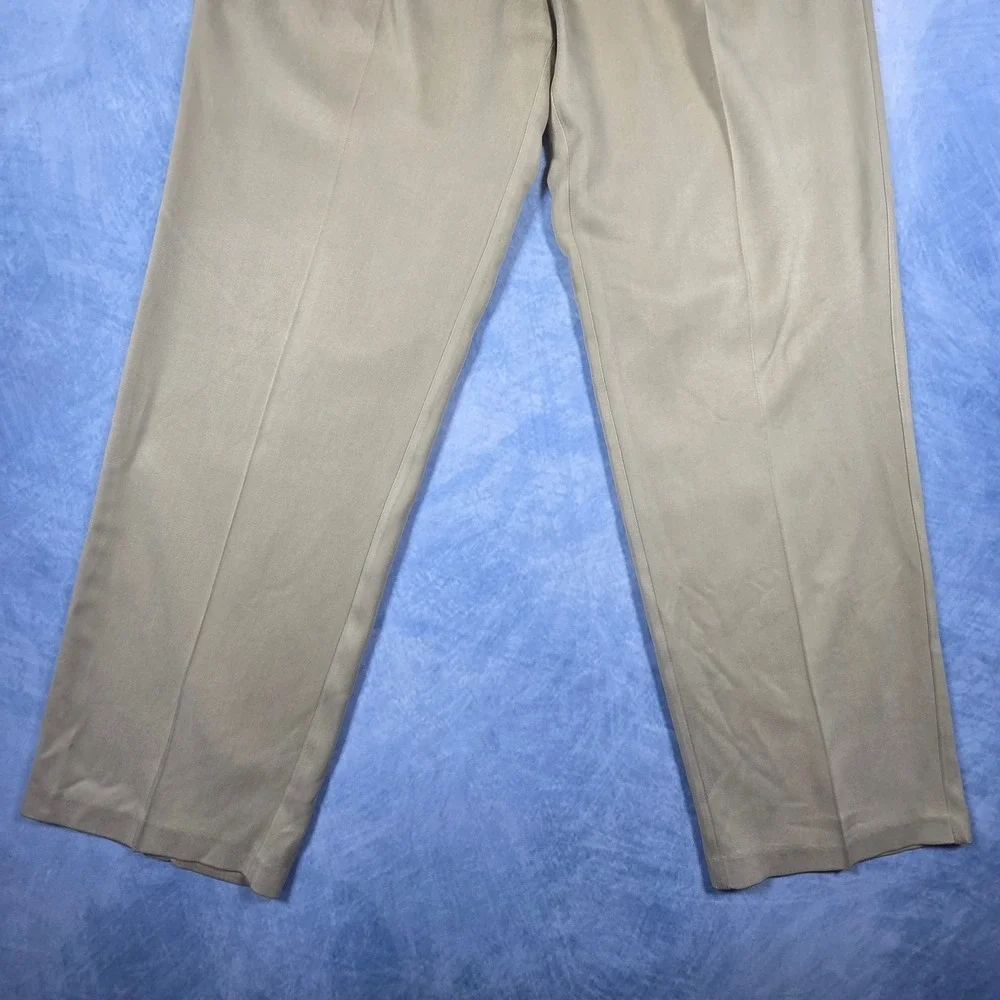 Tommy Bahama Relax Mens 35x30 Tan 100% Silk Pleated Dress Pants Khaki Trousers